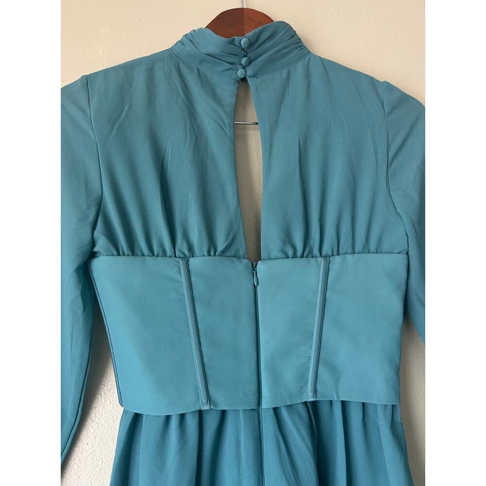 Oh Polly Teal Deep V Cutout Corset Mini Dress Us Size 4 - Picture 8 of 10